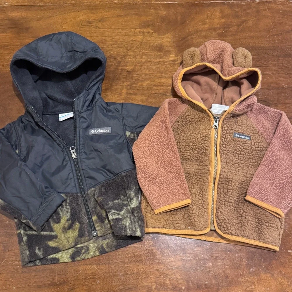 Boys Columbia Toddler Sherpa Fleece Outdoor Hoodies Bear & Camo 2T‎ & 18 Mo.